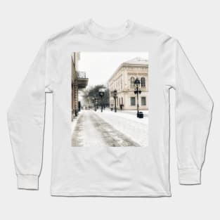 Vintage city winter in Belgrade Long Sleeve T-Shirt